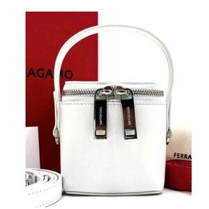 Salvatore Ferragamo White Micro Vanity 2Way Leather Shoulder Crossbody Bag NWT